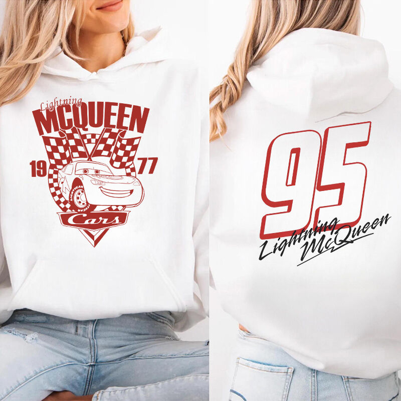 Personalized Hoodie Lightning McQueen Cars Classic Pattern Design Cool Gift for Car Lovers