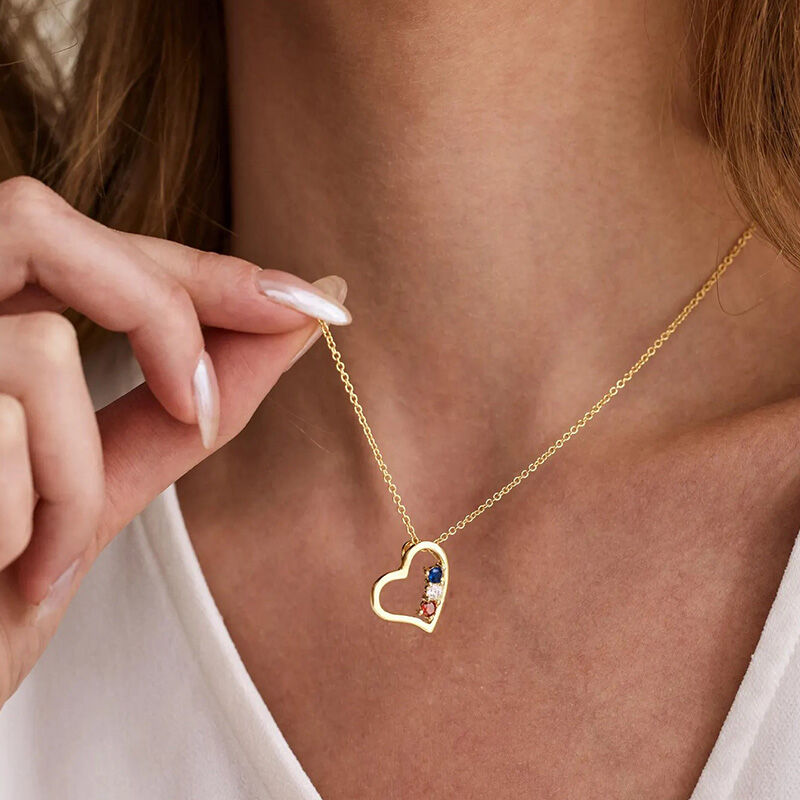 Personalized Heart Shaped Birthstone Necklace Beautiful Gift for Wife