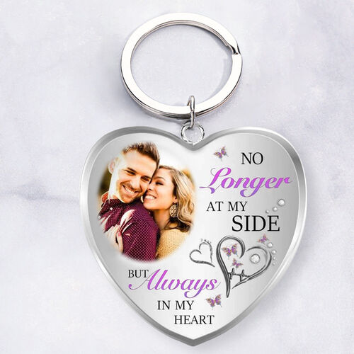 "No Longer At My Side But Always in my Heart" Custom Photo Keychain