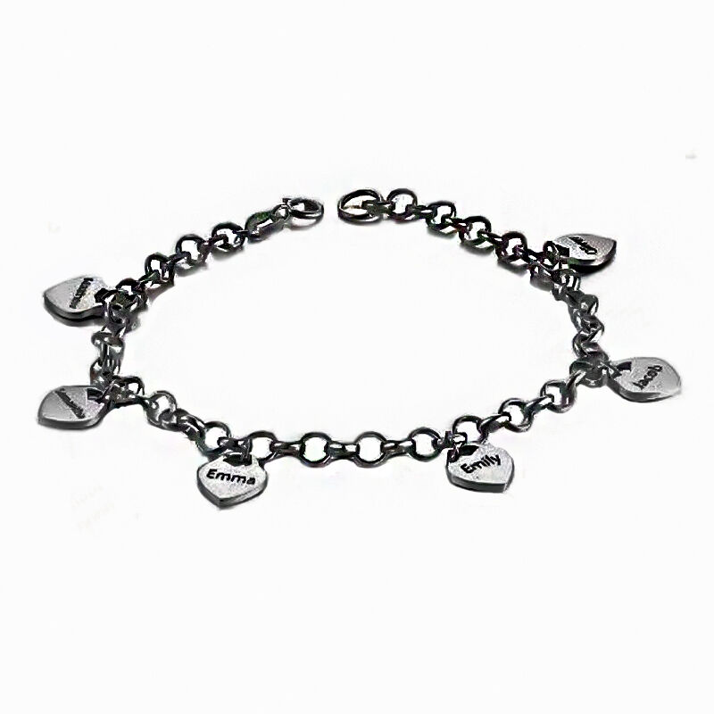 "All My Heart Belongs To You" Engraved Bracelet With Six Heart Names