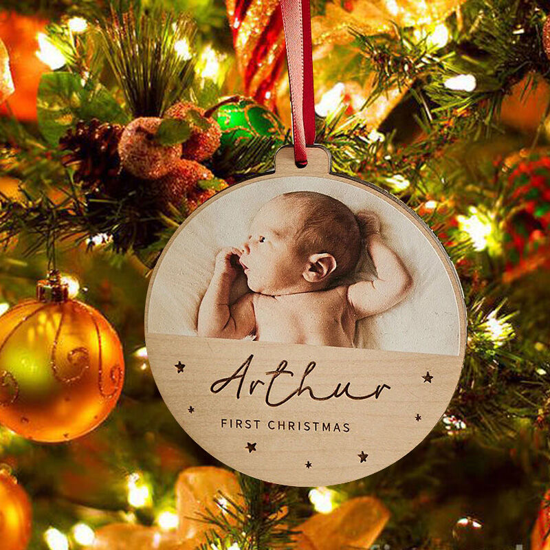 Personalized Round Wooden Custom Name Christmas Decoration