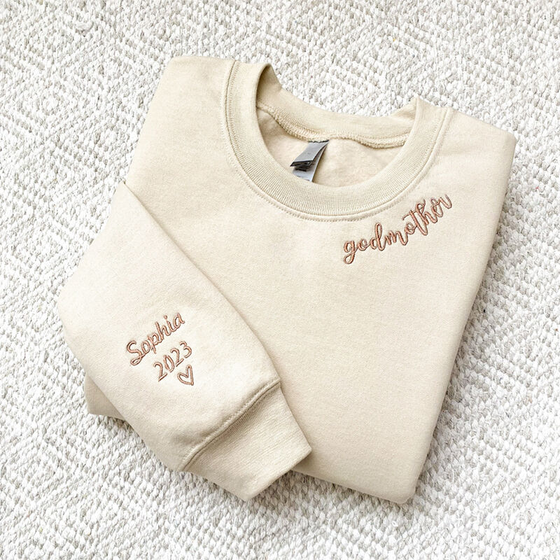 Personalized Sweatshirt Custom Embroidered Name and Date Simple Unique Gift for The Special One