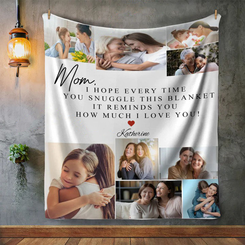 Personalized Picture Blanket Precious Present for Mom “It Reminds You How Much I Love You"