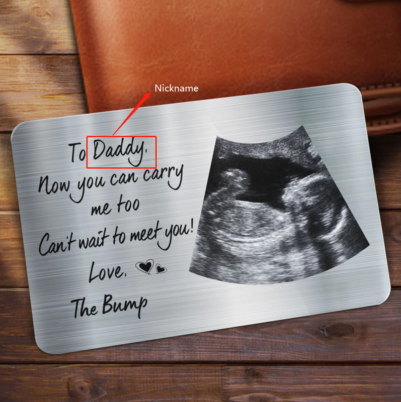 Personalized Aluminum Wallet Card Customized Newborn Photos For Dad