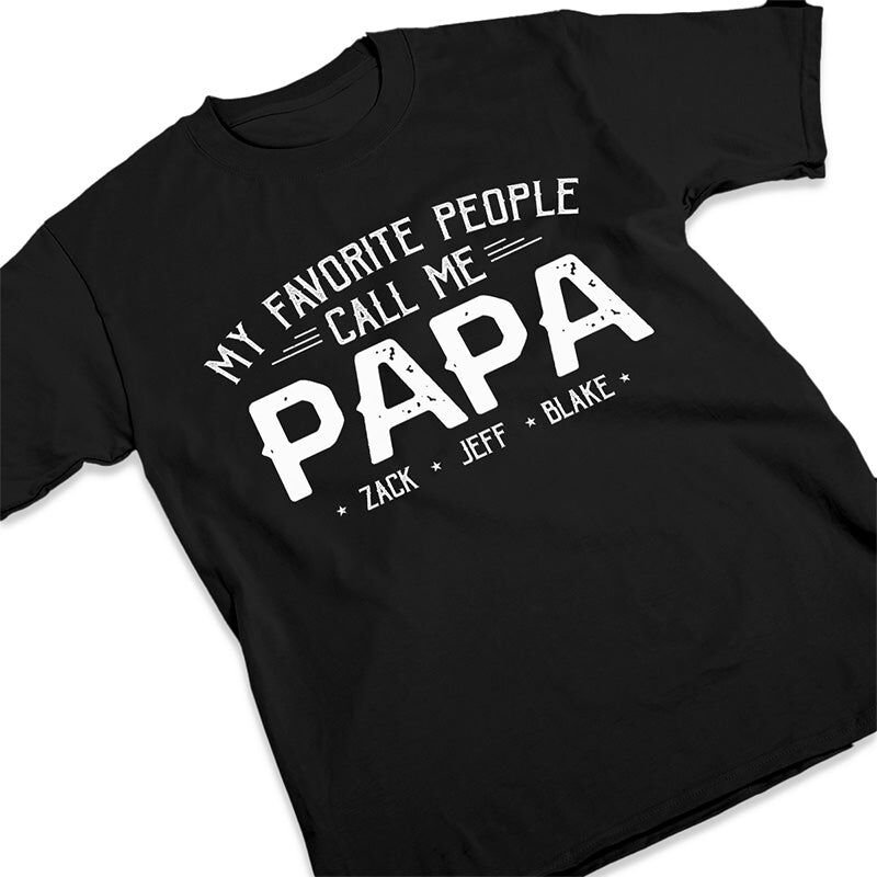 T-shirt personalizzata Le mie persone preferite mi chiamano papà con nomi personalizzati
