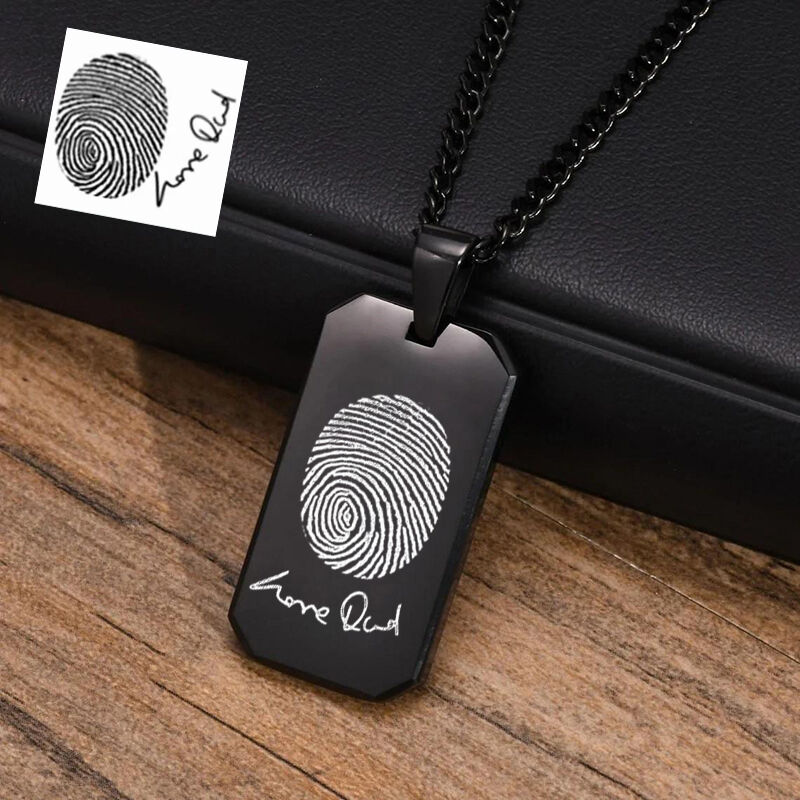 Personalized Dog Tag Necklace Custom Fingerprint Photo Memorial Gift For Loved Ones