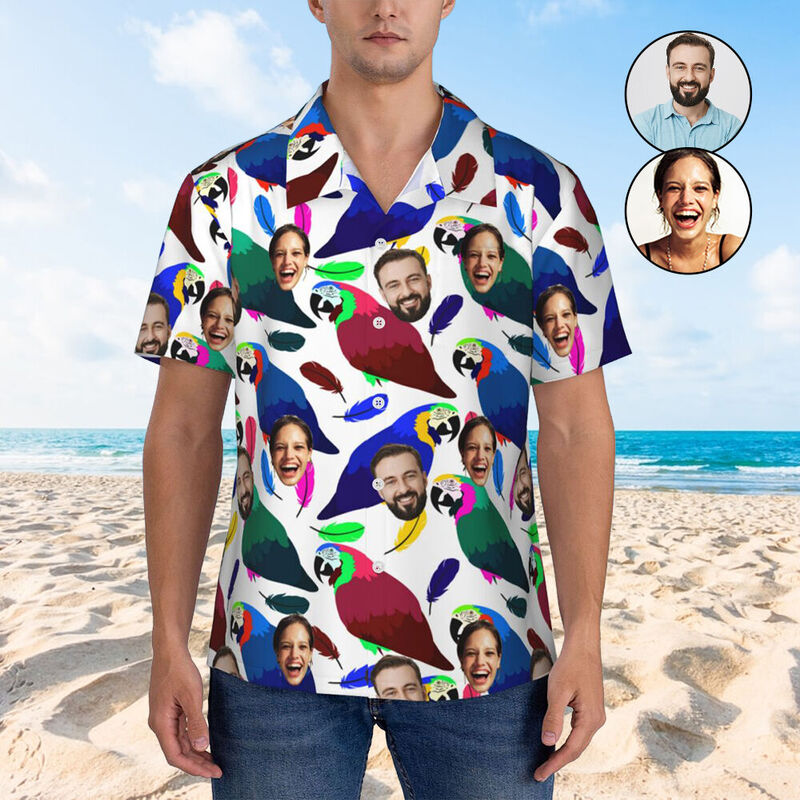 Camisa Hawaiana Personalizada Cara Unisex Tropical Vacaciones Regalo para Pareja