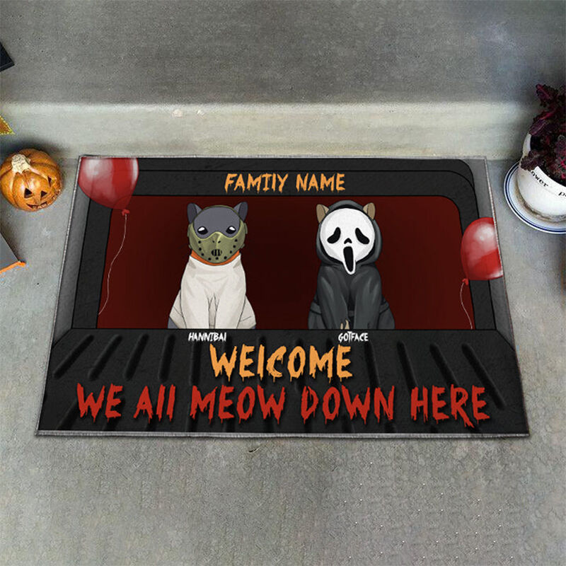 Paillasson Personnalisé Horreur Style Cat Design Parfait Cadeau d'Halloween pour les Amoureux des Animaux de Compagnie
