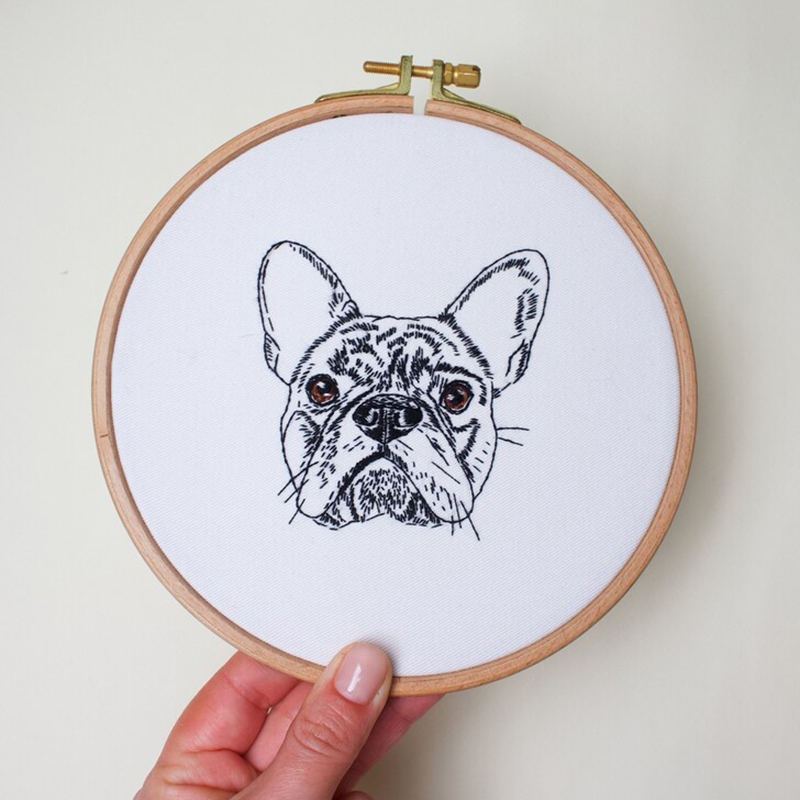 Cerceau de broderie personnalisé Dessin au trait d'animal de compagnie Décoration amusante Cadeau de Noël