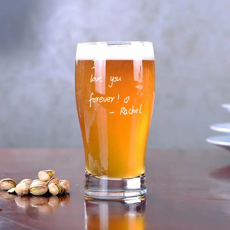 Verre à bière personnalisé avec écriture manuscrite Cadeau amusant pour votre amour
