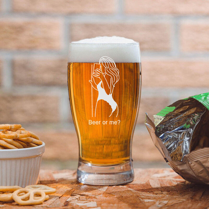 Personalized Picture Beer Glass with Custom Text Perfect Gift for Husband