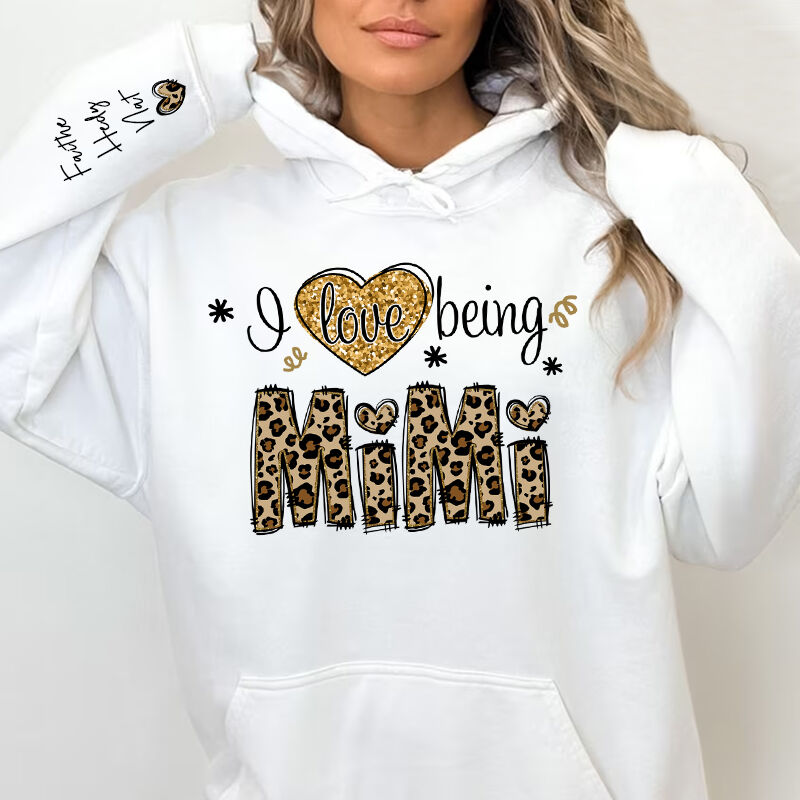 Personalized Hoodie I Love Being Mom Leopard Glitter Design Attractive Mother's Day Gift