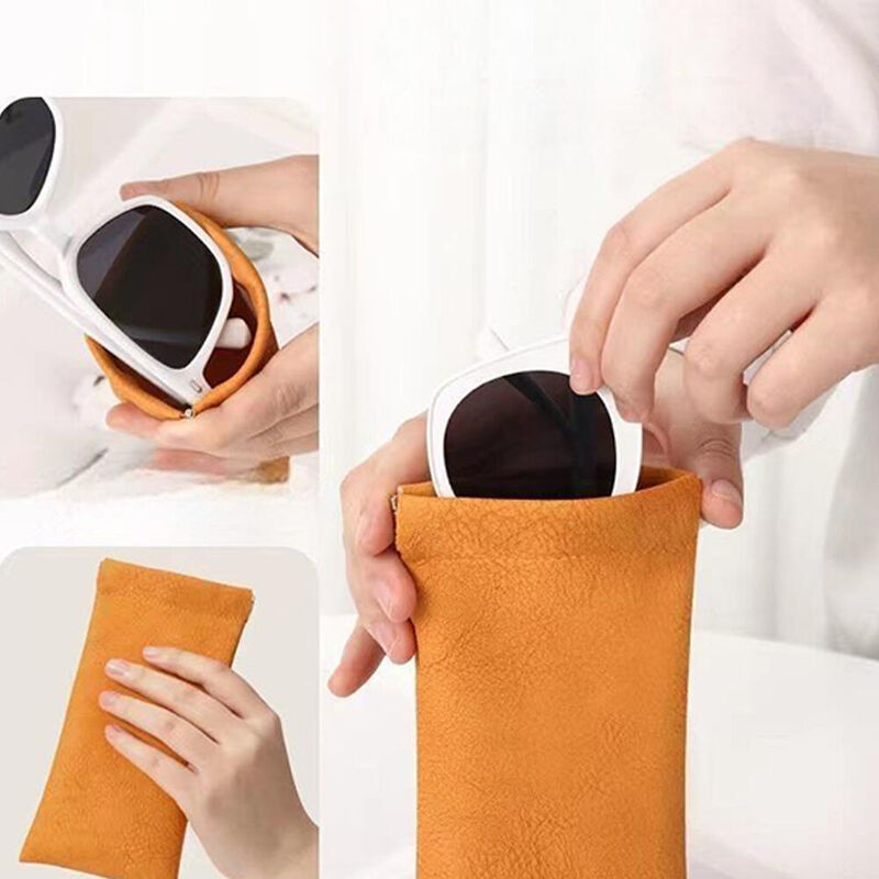 Customized Glasses Storage Bag Soft Leather Makeup Brush Bag Birthday Gift for Friends