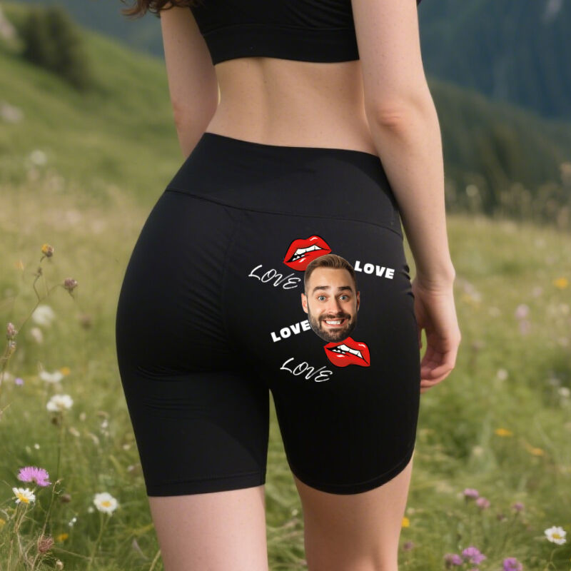 Personalisierte Biker-Leggings Sexy Lippen Liebe Individuelles Fotodesign Perfektes Valentinstagsgeschenk für sie