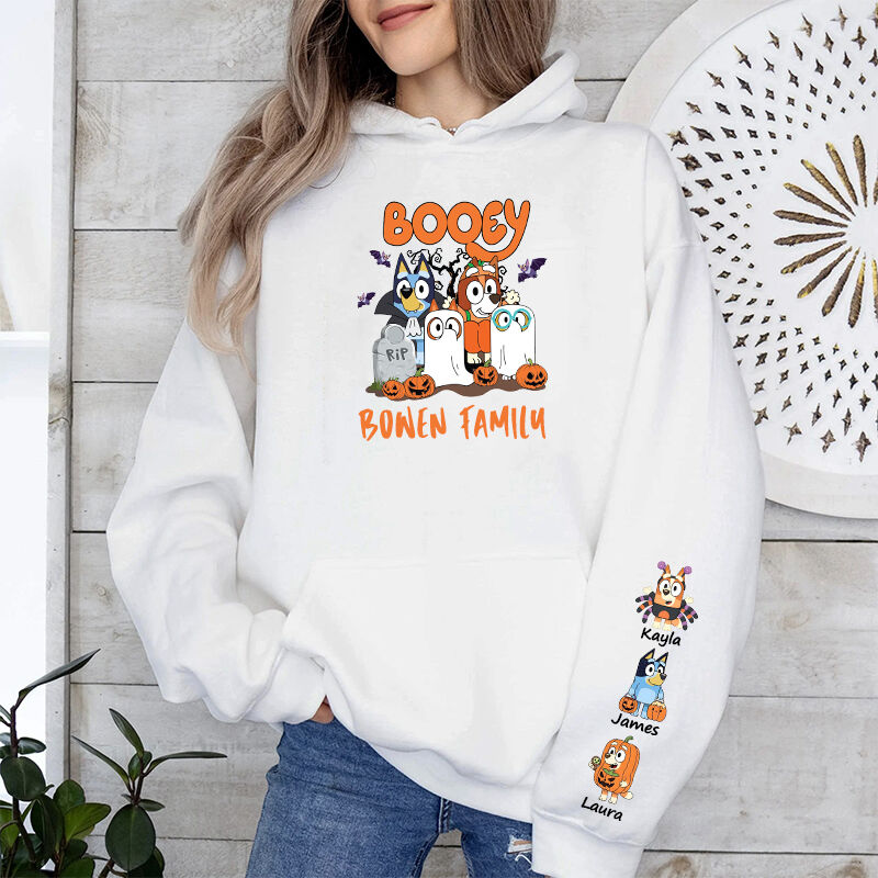 Personalized Hoodie Booey Custom Bluey Cute Cartoon Pattern Design Halloween Gift for Family