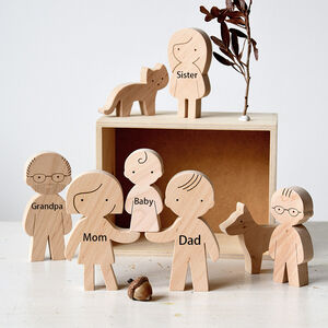 名入れ ウッド パズル 家族 犬 猫 オブジェ 置物 インテリア - Drawelry.jp