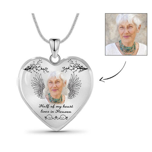 "Half of My Heart in Heaven" Custom Photo Necklace