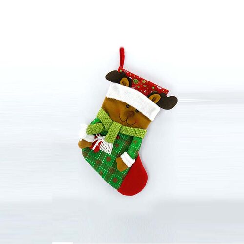Christmas Socks Gift Bag Red Elk
