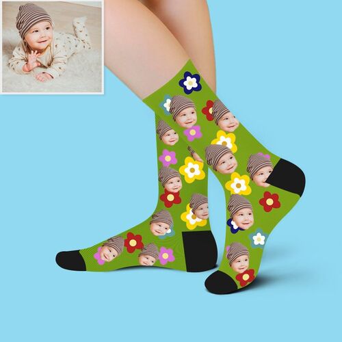 Custom Face Picture Socks with Petal