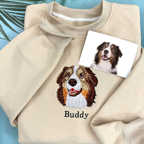 Dime 犬刺繍入りトレーナー L 緑 du-74_model01.jpg
