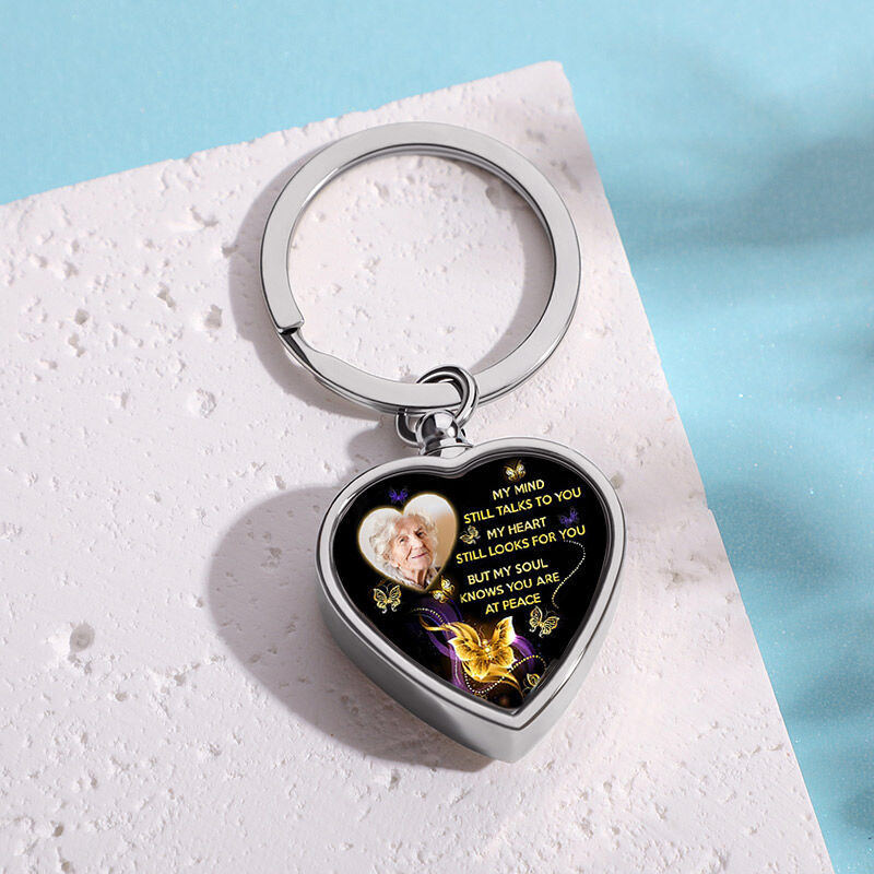 My Mind Still Talks To You Personalized Picture Urn Keychain