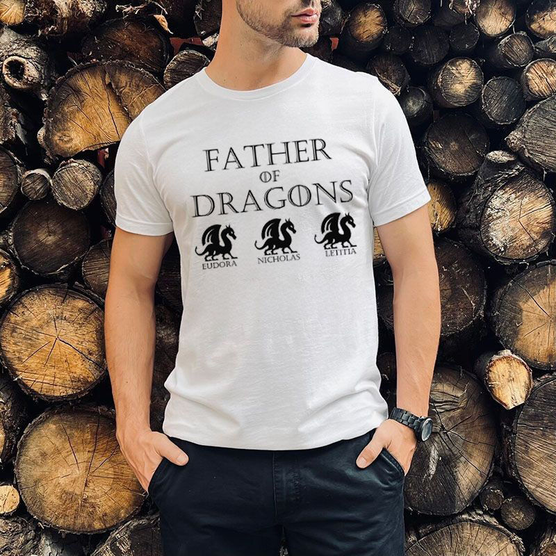 Camiseta personalizada con el nombre de familia dibujo del dragón para el día del padre