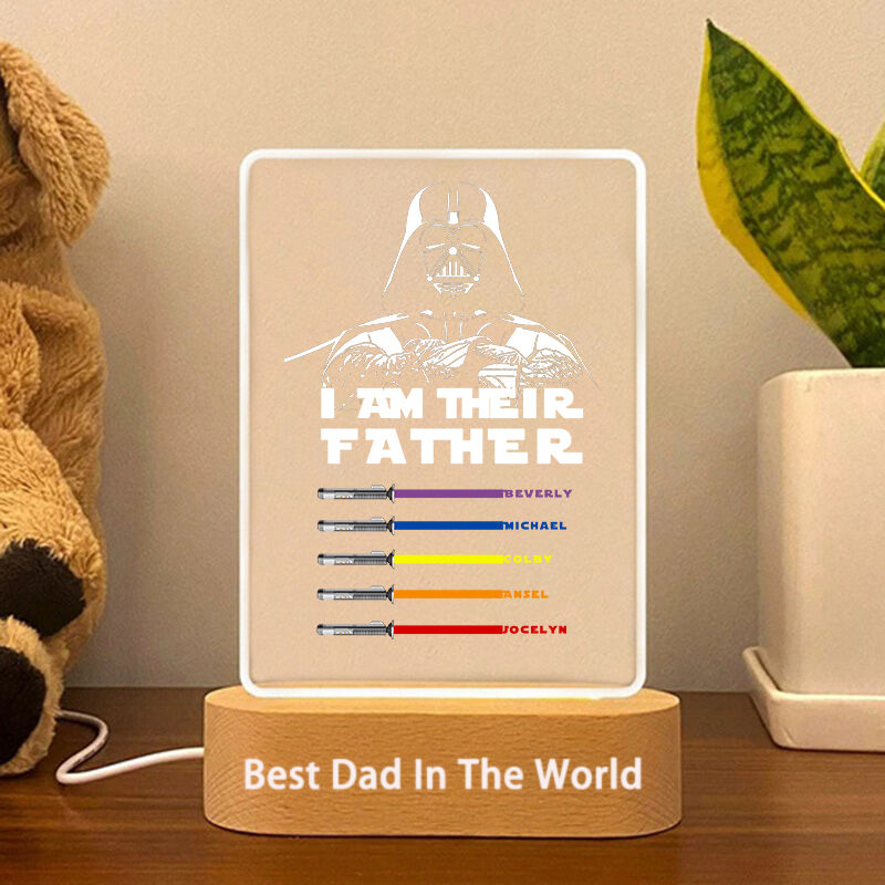 Personalized Acrylic Plaque Lamp with Custom Star Wars Theme Lightsaber for Dad