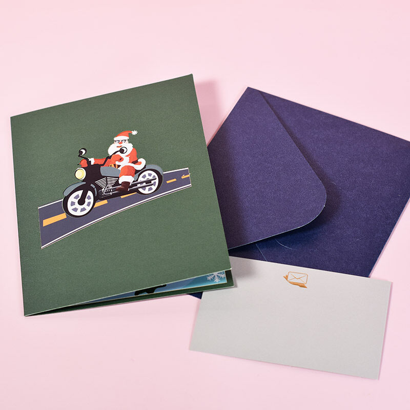 3D Motorrad Weihnachtsmann Pop Up Karte Kreatives Geschenk für Weihnachten