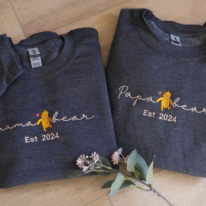 Personalized Sweatshirt Embroidered Mama Bear with Custom Names Design Warm Gift for Mother's Day