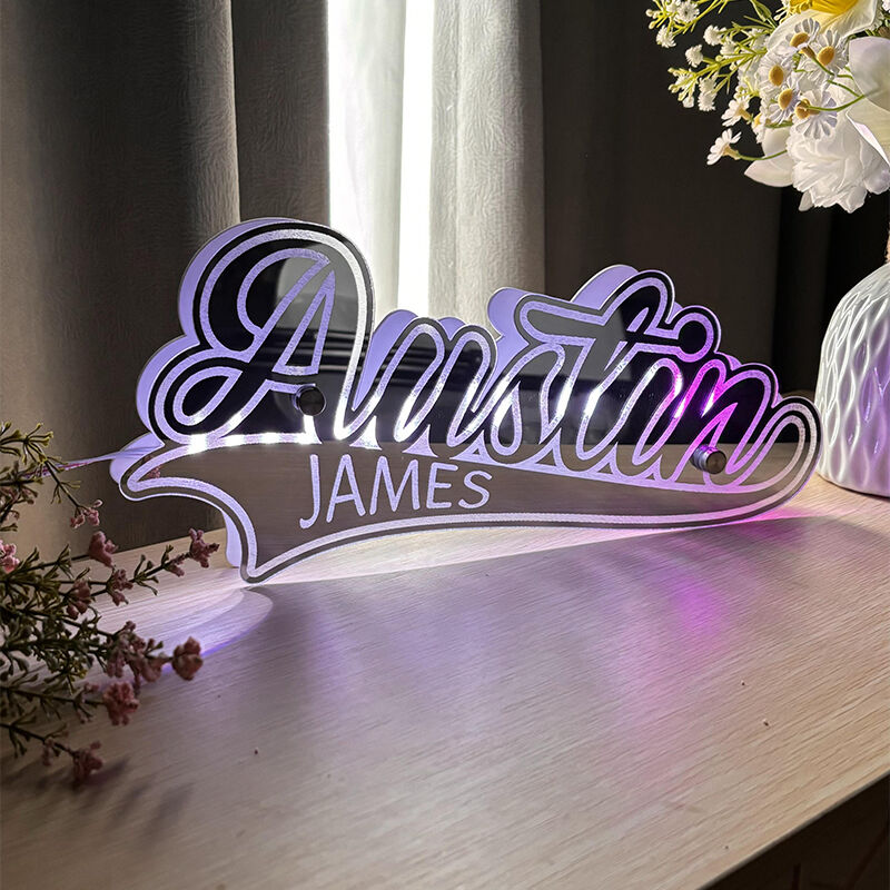 Personalized Mirror Lamp Customized Name Simple Gift For Boys