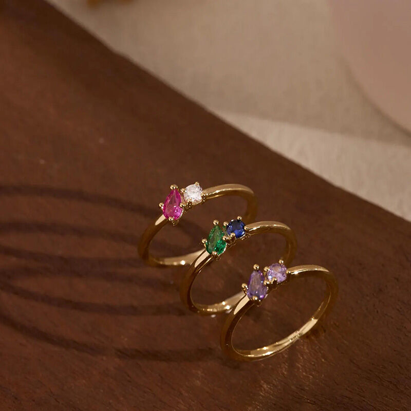 Personalisierte Birthstone Ring Schönes Geschenk für Paare