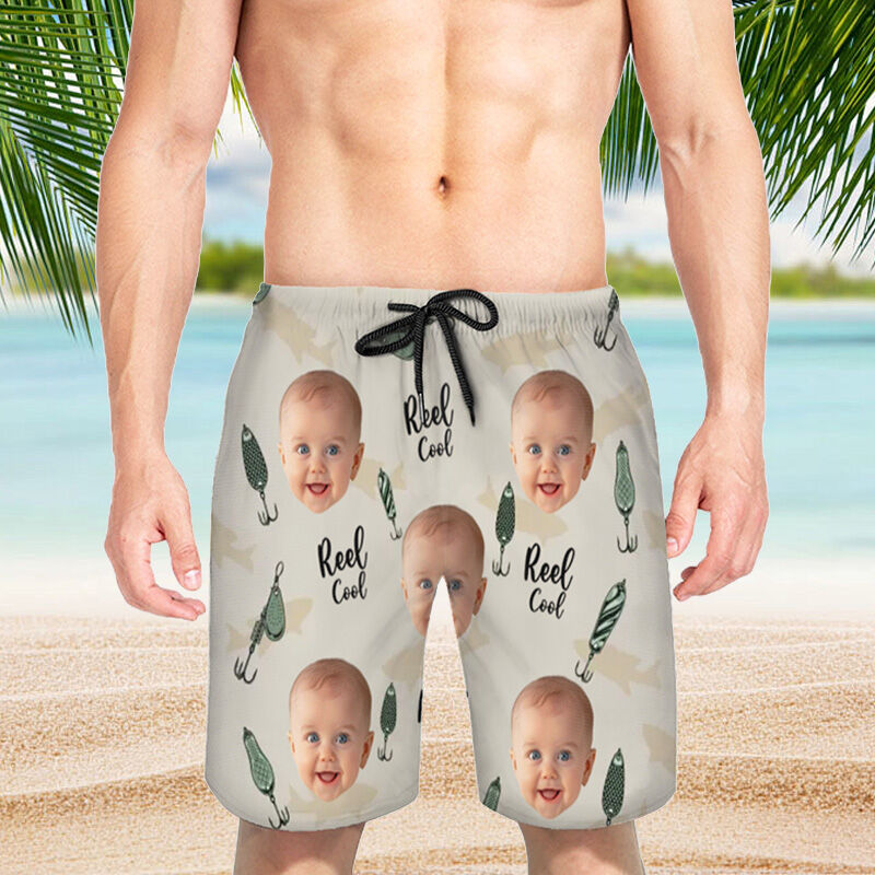 Pantaloncini da spiaggia da uomo personalizzati con foto e motivo amo da pesca Regalo interessante per la festa del papà