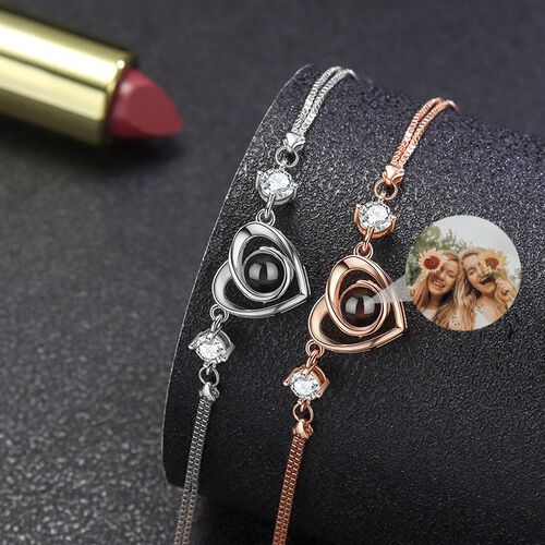 Custom Heart Shaped Diamond Picture Projection Bracelet