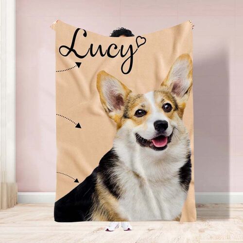 Manta de franela personalizada con foto de perro y nombre regalo divertido