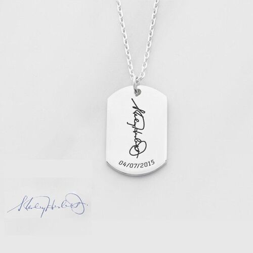 Handwriting Name Necklace-Tag Signature Necklace for Men