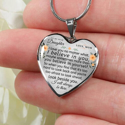 To Daughter "I Believe In You"Heart Necklace