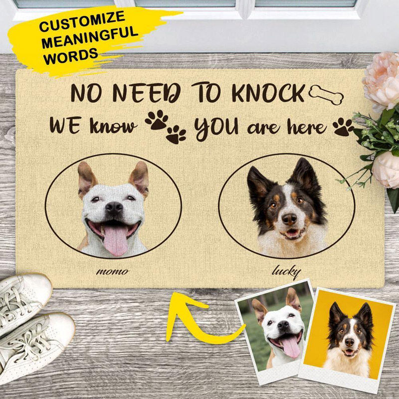 “No Need To Knock” Custom Pet Photo Face Floor Mat