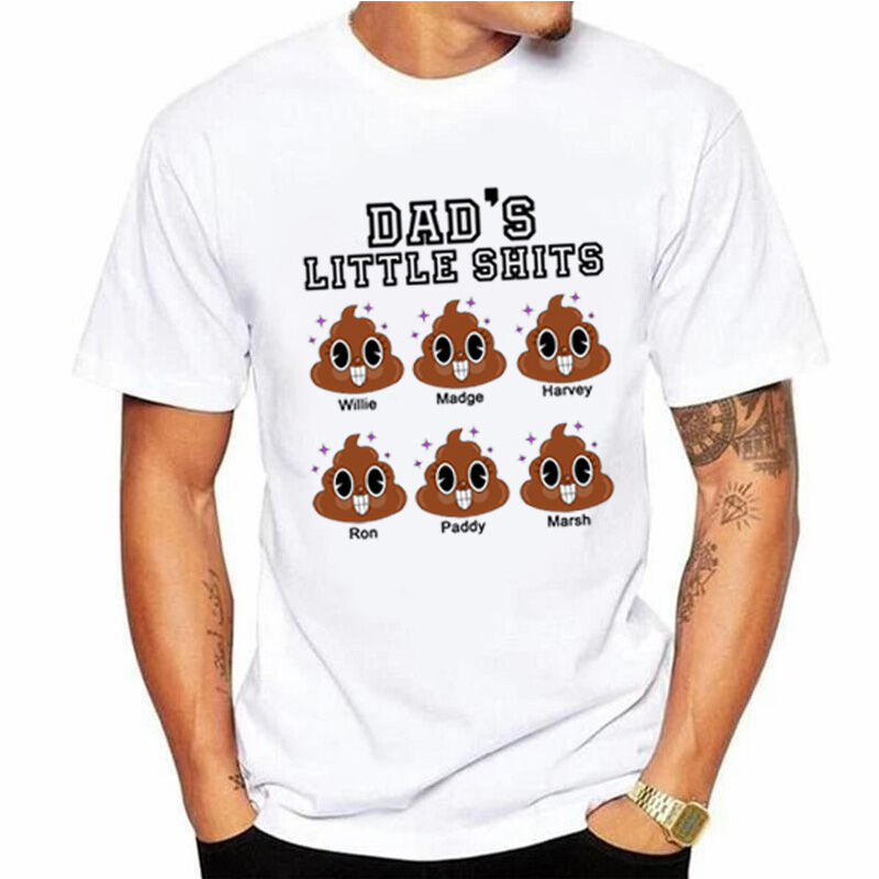 T-shirt personalizzata Dad's Little Shits con nome personalizzato per la festa del papà
