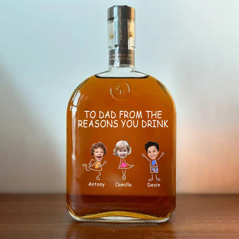 Personalized Picture Whiskey Bottle Cute Pattern Perfect Present for Father