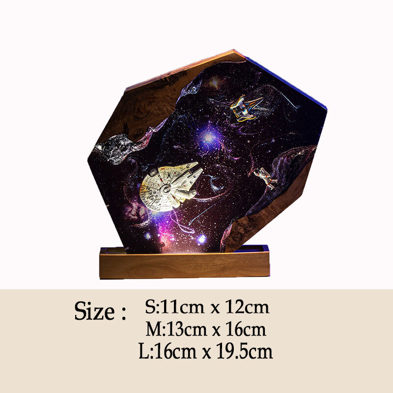 Space Galaxy And Interstellar Resin Wood Lamp Best Present for Family