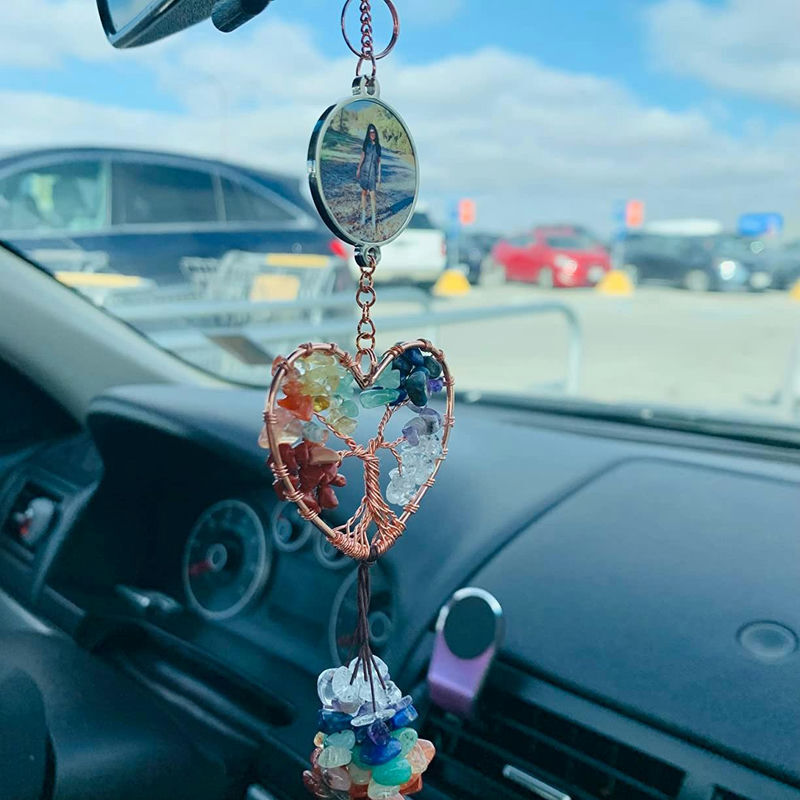 Personalized Crystal Car Hanging Ornament with Photo Tree of Life for Him
