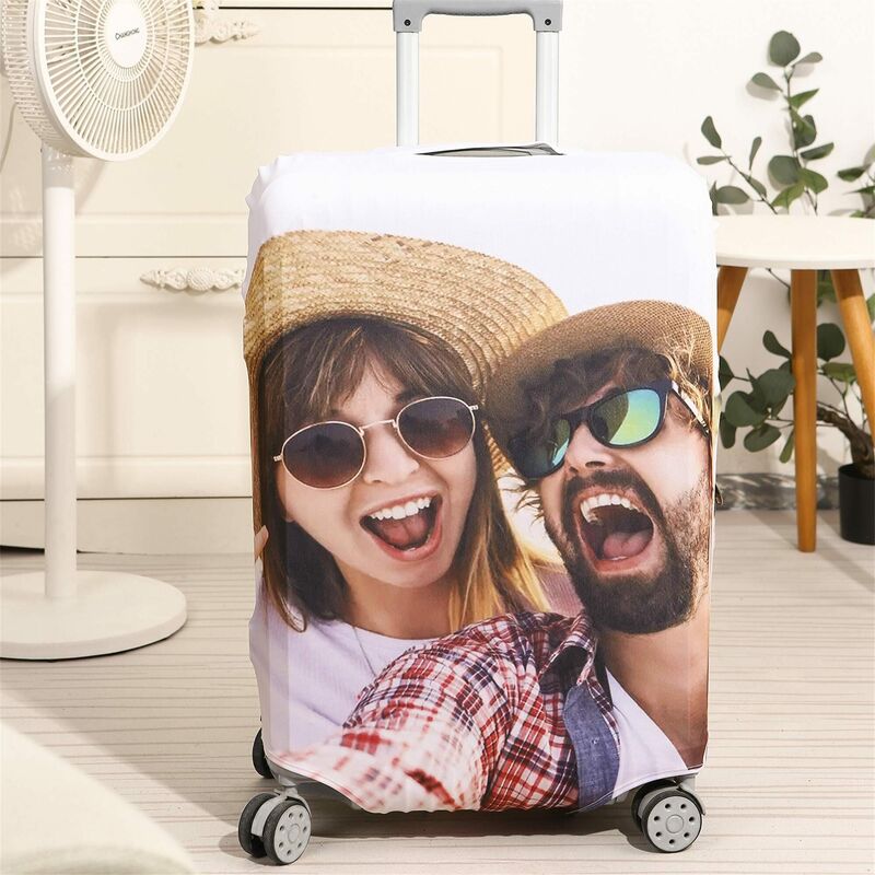 Personalized Luggage Cover Custom Photo Fun Gift for Couple