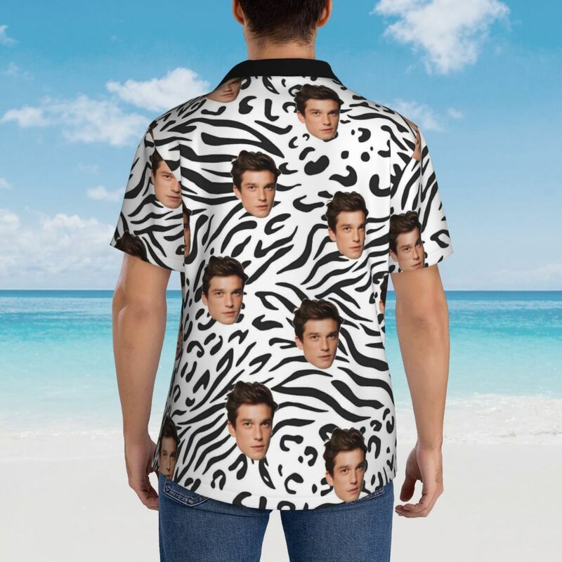 Personalized Hawaiian Shirt Zebra Print Couple Short Sleeves Look for Vacation