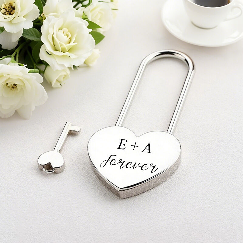 Personalized Heart Lock Love Padlock Custom Initials Design Commitment Gift for Couples
