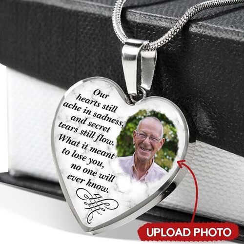 Personalized Photo Memorial Necklace Our hearts will ache in sadness