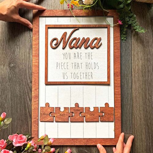 Personalized Nana Puzzle Sign Frame With Kids Names