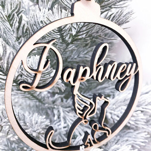 Custom Name With Cat Angel Pattern Christmas Wood Decoration