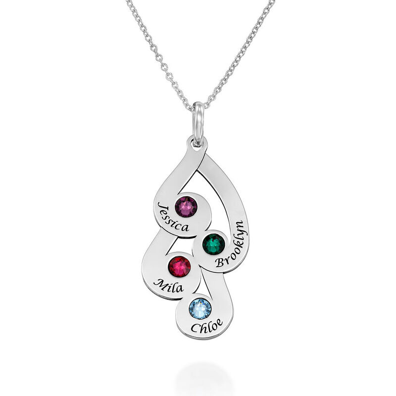 "Best Wishes" Birthstone Engraved Family Necklace