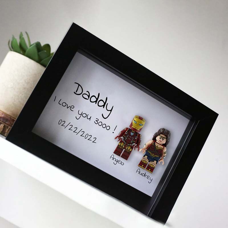 "Daddy, I Love you 3000" Personalised Family Superhero Frame White
