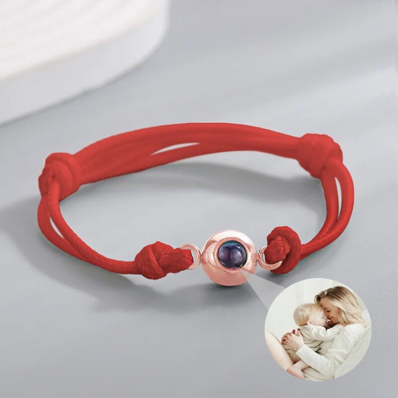 Custom Photo Bracelet with Red Cord